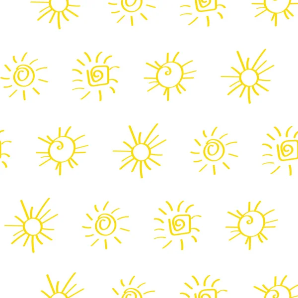 Motif Sans Couture Avec Des Emblèmes Soleils Dessinés Main Fond — Image vectorielle