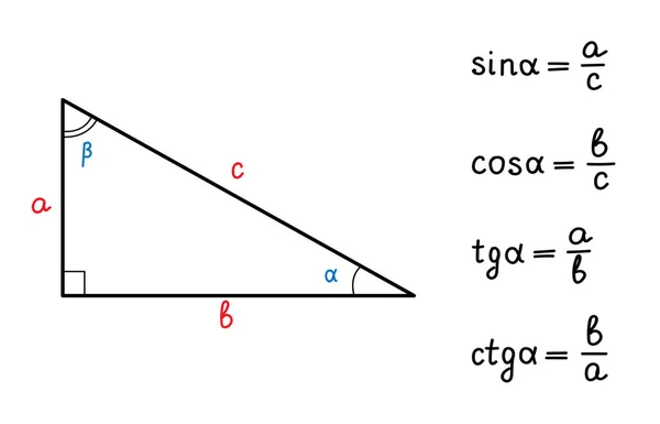 Základní Trigonometrické Identity Vzorce Pro Výpočet Sinus Kosinus Tangens Kotangent — Stockový vektor