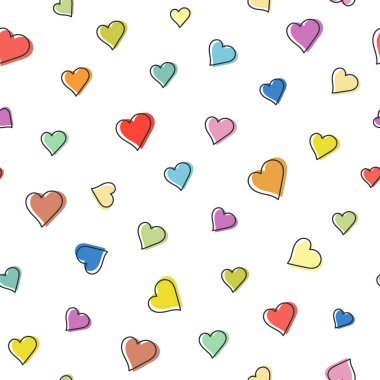 Kalpli kusursuz desen. Sevgililer Günü için sonu gelmez romantik bir geçmiş. 14 Şubat bayramı için aşk, ilişki ve romantizmin sembolleri. İzole edilmiş. Vektör illüstrasyonu