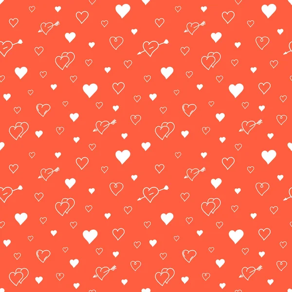Seamless Pattern Hearts Endless Romantic Background Valentine Day Symbols Love — Stock Vector