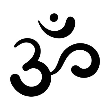 Om, Aum, Brahma, Vishnu ve Shiva 'nın kutsal Ttriad sembolü. Ses, ilkel mantra, güç kelimesi, resim gramı. Elle çizilmiş yoga, meditasyon, kutsallık, ruhanilik işareti. İzole edilmiş.