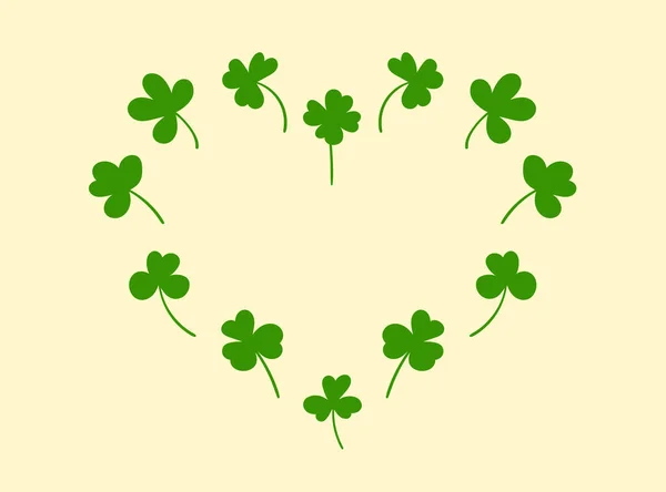 Coeur Avec Feuilles Trèfle Plante Magique Décoration Pour Saint Patrick — Image vectorielle