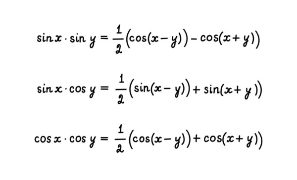 Trigonometrische Formules Voor Omzetting Van Het Product Som Onderwijs Lessen — Stockvector