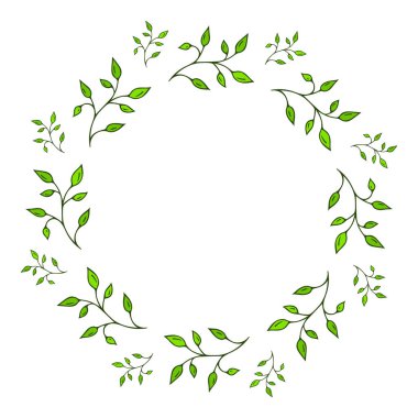 Bitkilerle el çizimi çerçeve. Karalama tarzı, çizim, basit botanik çizimi, çiçek unsurlarıyla çizim, çok az izole. Vektör illüstrasyonu..