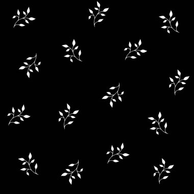El yapımı bitkiler, yapraklar, taç yaprakları ve basit elementlerle kusursuz desen. Sonsuz özgeçmiş. Doodle tarzı, robot resim, botanik çizimi. İzole edilmiş. Vektör illüstrasyonu
