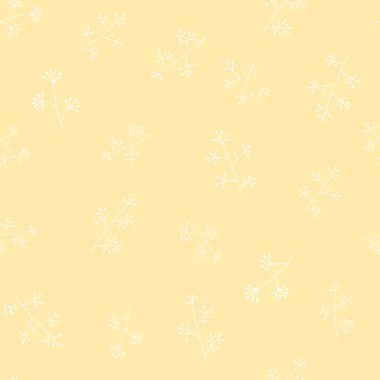 El yapımı bitkiler, yapraklar, taç yaprakları ve basit elementlerle kusursuz desen. Sonsuz özgeçmiş. Doodle tarzı, robot resim, botanik çizimi. İzole edilmiş. Vektör illüstrasyonu