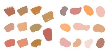 Soyut noktalar ve fırça darbeleri. Dekorasyon, stil minimalizmi, toprak ve doğa renkleri için basit elementler. İzole edilmiş..