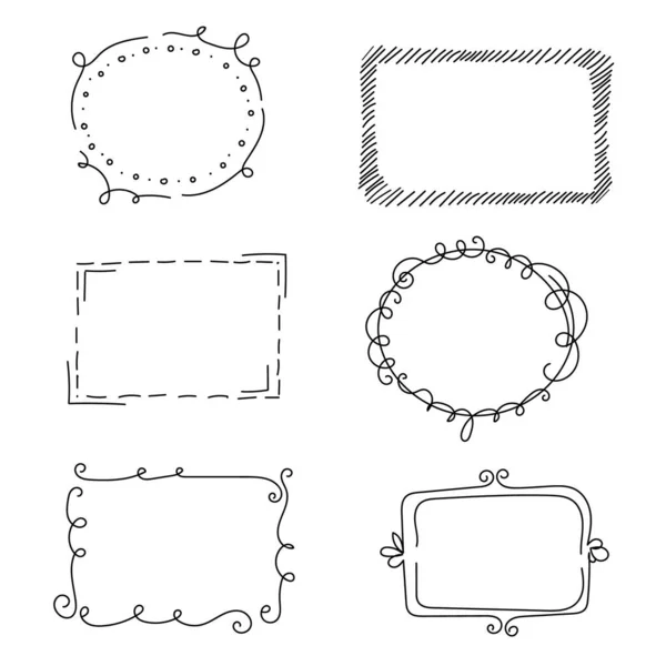 Dekoratív Keretek Monogramokkal Hullámos Elemekkel Fürtökkel Kézzel Rajzolt Elemek Edgings — Stock Vector