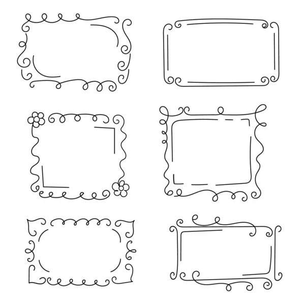 Molduras Decorativas Com Monogramas Elementos Ondulados Cachos Elementos Desenhados Mão — Vetor de Stock