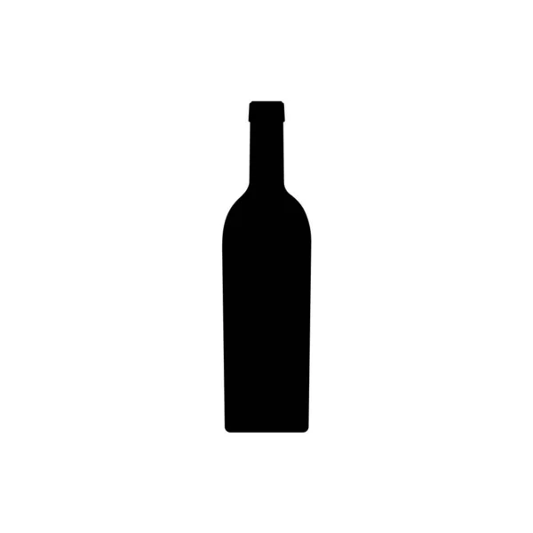 Vinflaska Siluett Dryckesbehållare Alkoholdrycksikon Vit Bakgrund Enkel Logotyp Svart Form — Stock vektor