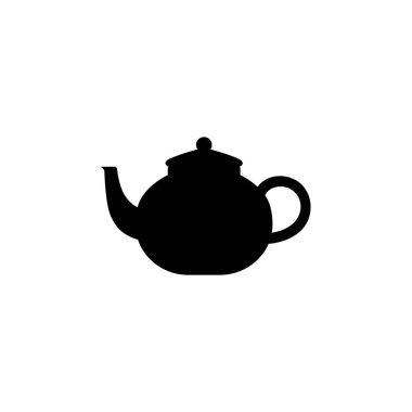 Çaydanlık silueti. Beyaz arkaplanda basit bir siyah simge. Basit bir logo. İzole edilmiş. Vektör illüstrasyonu.