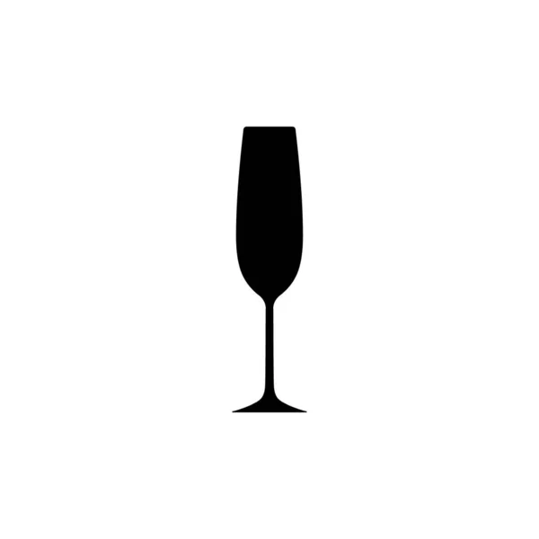 Champagne Glas Siluett Dryckesbägare Alkohol Dricka Ikon Vit Bakgrund Enkel — Stock vektor