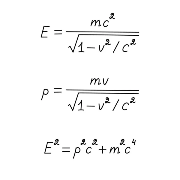 Einstein Relativitáselmélete Tömeg Energia Kapcsolatának Törvénye Kézírásos Fizika Egyenletek Tudományos — Stock Vector