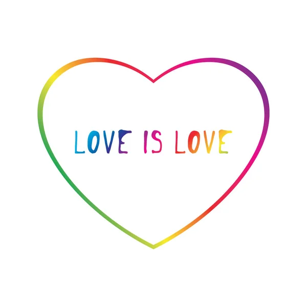 Lgbtのシンボル グラデーションの多色のハートホワイトの背景 愛は愛です シンプルなロゴ 性的選択の自由の象徴 — ストックベクタ
