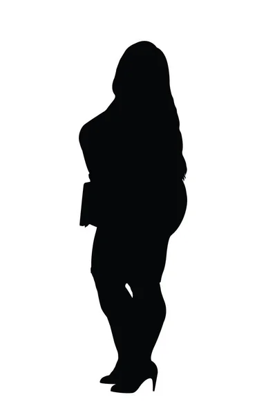 Silhouette Obese Women Dumpling Woman Xxl Size Beautiful Curvy Female — Stock Vector