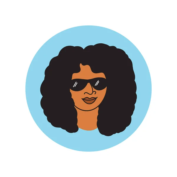 Afrikanische Amerikanische Frau Gesicht Handgezeichnetes Logo Von Negroiden Rasse Frau — Stockvektor