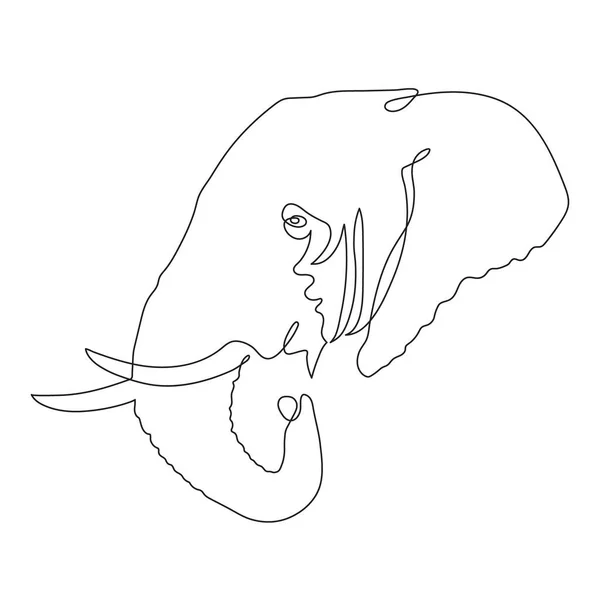 Ręcznie Rysowana Ikona Słonia Sztuka Jednej Linii Stylizowany Rysunek Ciągły — Wektor stockowy