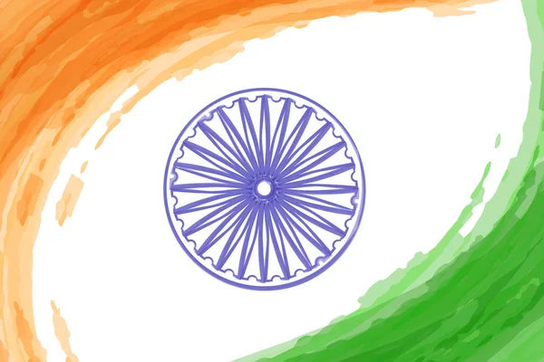 Drapeau République Inde Tricolore Avec Symbole Roue Chakra Ashoka Symbole — Image vectorielle