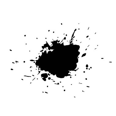 Çizgiler, lekeler, noktalar, çizgiler ile homurdanan mürekkep lekesi. Tabaklar dolusu boya, Rorschach Testi için suluboya. Kartpostal, pankart, kuşak tasarımı için kullan. İzole edilmiş.