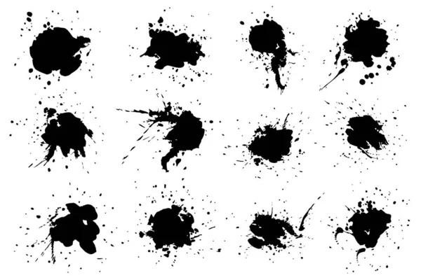 Набір Чорнильних Плям Смугами Щілинами Плямами Крапками Смугами Abstract Spots — стоковий вектор