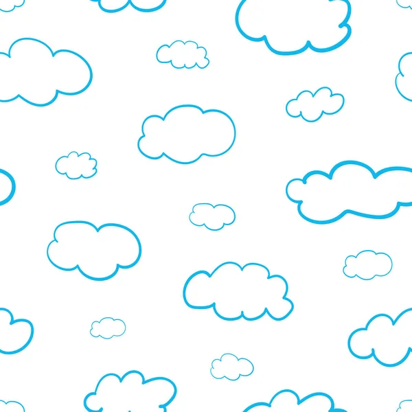 Seamless Pattern Clouds Endless Sky Backdrop Simple Doodle Forms Minimalism — Stock Vector