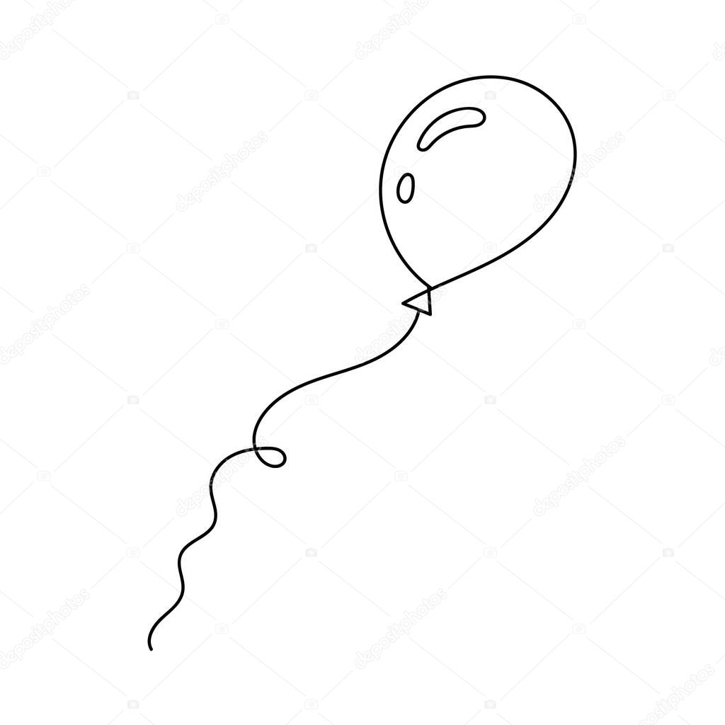 Hand-drawn balloon sketch, doodle style. Festive drawing, drawing by ink, pen, marker. Isolated Vector illustration