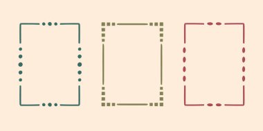 Dikdörtgen karalama çerçeve damgası, el çizimi orijinal nişan monogramları. Kenarları ve kadroları grafik unsurlar, tasarım fotoğraf dekorasyonu selamlama unsurları. İzole edilmiş. Vektör