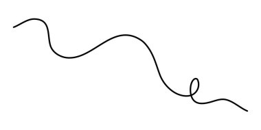 Dalgalı kıvrımlı bir dokunuş bir çizgi sanat, elle çizilmiş karalayıcı bölme elementi sürekli sınır çiziyor. Titrek girdap ayırıcı eğrisi volta ve fitil dizaynlı şerit. İzole edilmiş. Düzenlenebilir felç. Vektör