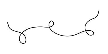 Dalgalı kıvrımlı bir dokunuş bir çizgi sanat, elle çizilmiş karalayıcı bölme elementi sürekli sınır çiziyor. Titrek girdap ayırıcı eğrisi volta ve fitil dizaynlı şerit. İzole edilmiş. Düzenlenebilir felç. Vektör