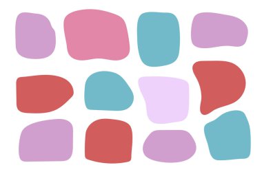 Soyut boho şekilleri, modaya uygun modern organik lekeler siluetler, doğa basit estetik elementler. Modern çağdaş kolaj, çeşitli şirin kabarcıklar. İzole edilmiş. Vektör illüstrasyonu.