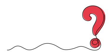 Soru işareti bir satır sanat, el çizimi soru işareti, fikir sürekli kontür. SSS kavramını sorgulamak, cevabı bulmak. Düzenlenebilir felç. İzole edilmiş. Vektör