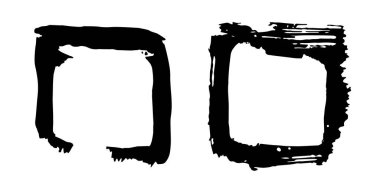 Grunge mürekkep lekesi çerçevesi, sıçramalar, çizikler, çizikler. Soyut nokta kadrosu. Sulu boya lekeleri. Kartpostal, afiş, poster için doku tasarımı. İzole edilmiş. Vektör illüstrasyonu