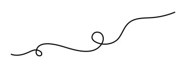 Dalgalı kıvrımlı bir dokunuş bir çizgi sanat, elle çizilmiş karalayıcı bölünür döngü elementi sürekli sınır çiziyor. Twiddle girdap ayırıcı eğrisi şerit, volta ve filizsel tasarım. İzole edilmiş. Düzenlenebilir felç. Vektör