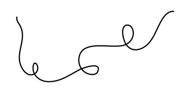 Dalgalı kıvrımlı bir dokunuş bir çizgi sanat, elle çizilmiş karalayıcı bölünür döngü elementi sürekli sınır çiziyor. Twiddle girdap ayırıcı eğrisi şerit, volta ve filizsel tasarım. İzole edilmiş. Düzenlenebilir felç. Vektör