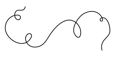 Dalgalı kıvrımlı bir dokunuş bir çizgi sanat, elle çizilmiş karalayıcı bölünür döngü elementi sürekli sınır çiziyor. Twiddle girdap ayırıcı eğrisi şerit, volta ve filizsel tasarım. İzole edilmiş. Düzenlenebilir felç. Vektör