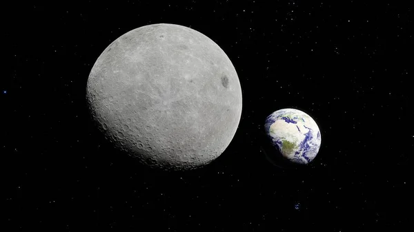 moon in space, earth's moon, realistic moon, lunar surface 3d render