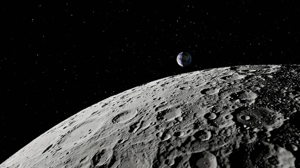 moon in space, earth's moon, realistic moon, lunar surface 3d render