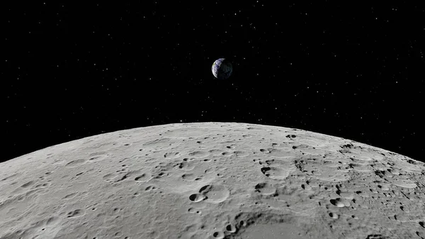 moon in space, earth\'s moon, realistic moon, lunar surface 3d render