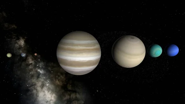 planets of the solar system, solar system, planets of the solar system sizes, comparison of the sizes of planets 3d render