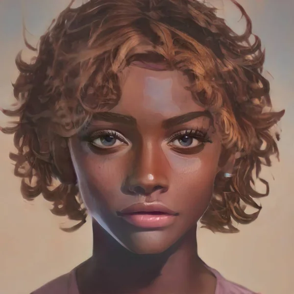 beautiful black woman, black woman realistic art, drawing of a black woman 3d render