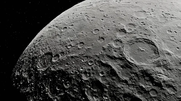 moon in space, lunar surface, craters of the moon 3d render