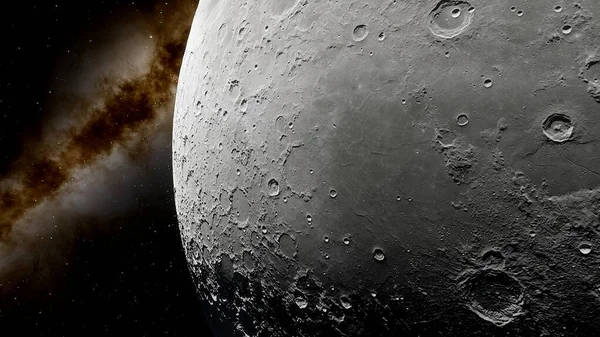 moon in space, lunar surface, craters of the moon 3d render