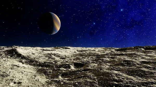 The surface of a distant planet. Unusual terrain of exoplanet, planet surface 3d render