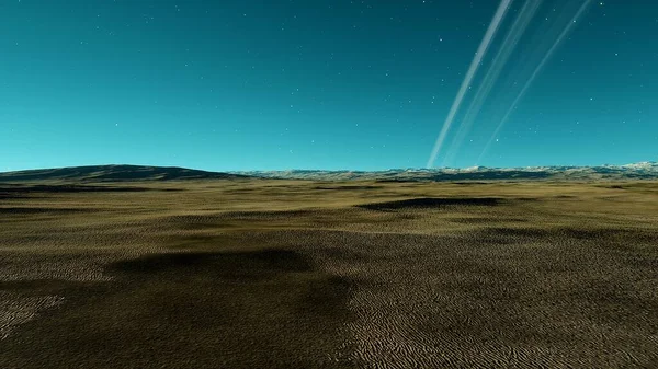 The surface of a distant planet. Unusual terrain of exoplanet, planet surface 3d render