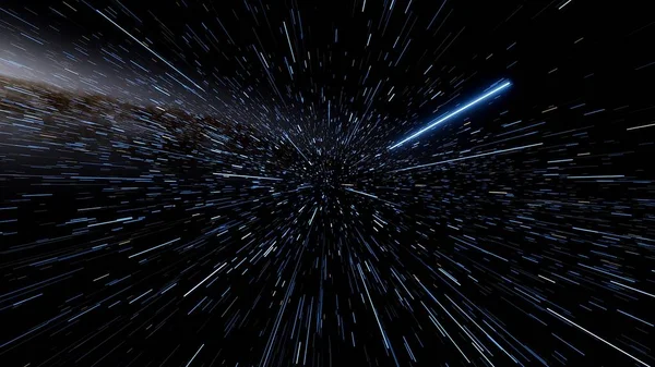 space flight through the warp, warp effect, warping, flight in stars, stars background 3d render