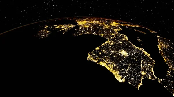 Europe from space, lights of europe from space, night Europe from space 3d render