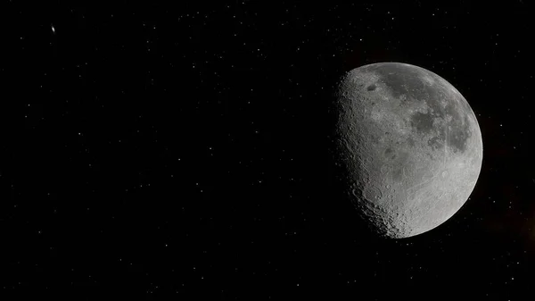 realistic moon in space, realistic moon surface, moon craters 3d render