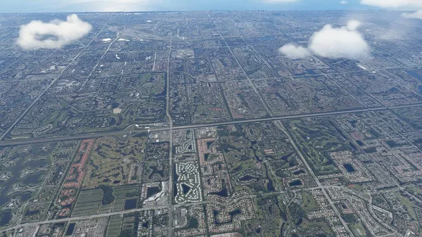 Miami aerial view, Miami drone aerial view 3d render