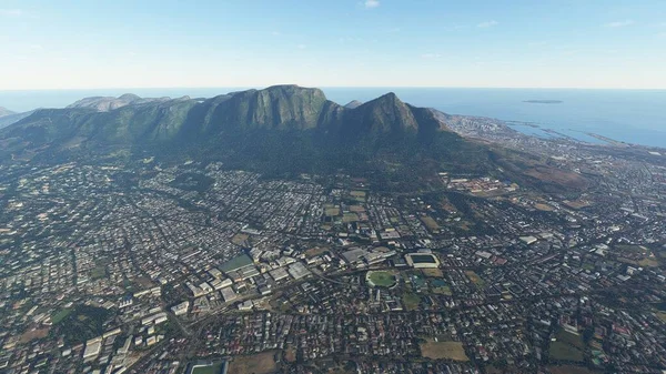 Cape Town aerial view, South Africa drone view 3D render