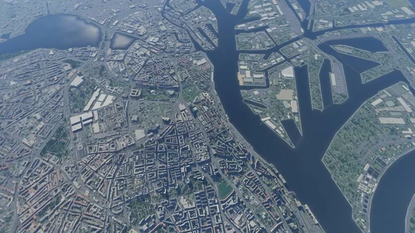 Hamburg aerial view, Hamburg drone 3D render